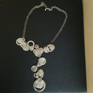 Silpada SS Circle Disc Necklace w/Drop Detail